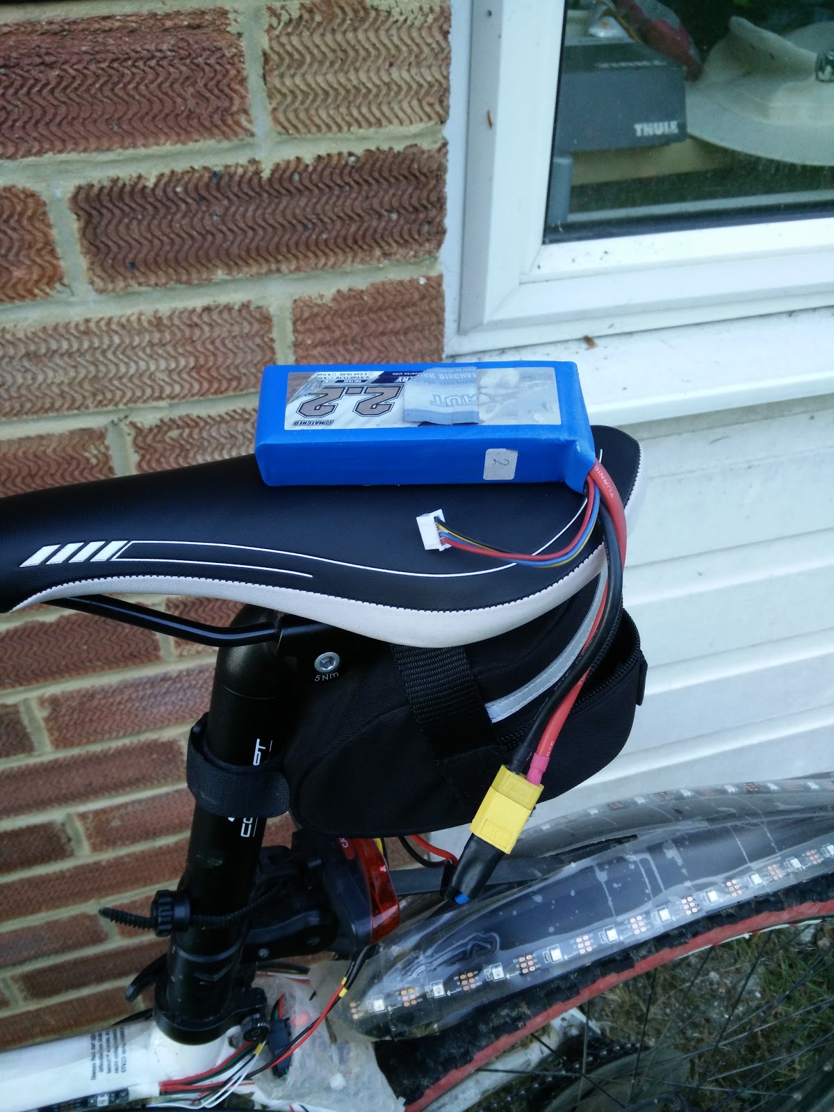 2.2 Amp Hour Lipo Battery. One of two I have, so both were stashed together in the saddle bag