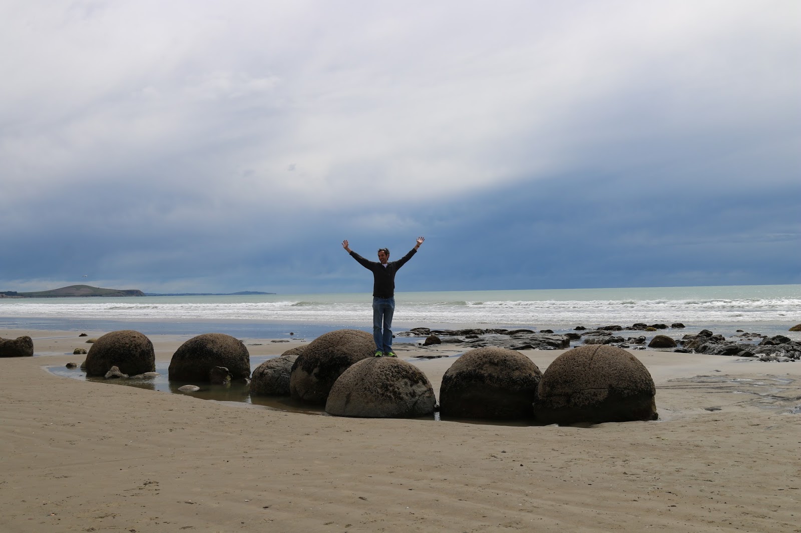 Me on the Moeraki Boulders, Otago Coast, New Zealand