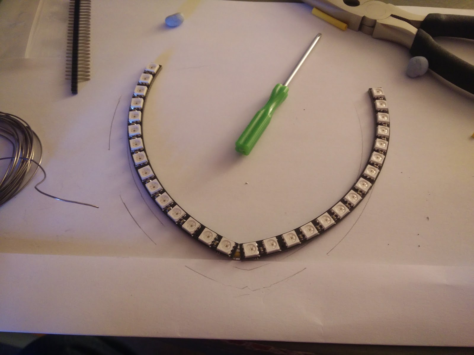 The LEDs, adapted to fit the size of the mini-hat