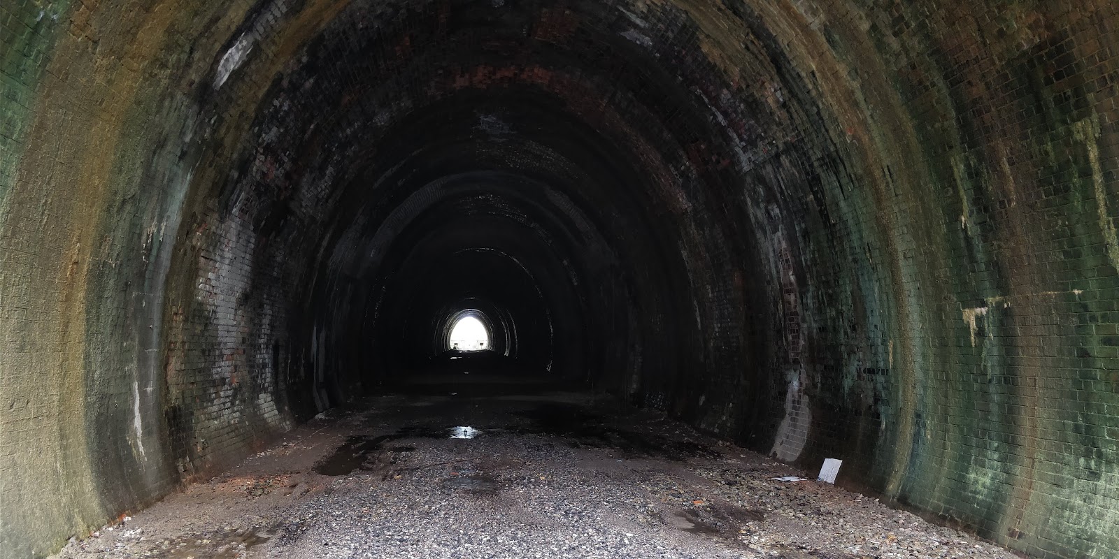 Peering east through the railing
